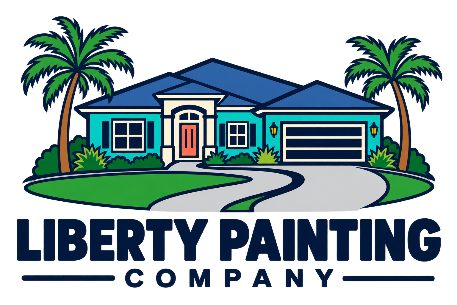 Liberty Painting Company — house, palm trees and winding driveway
